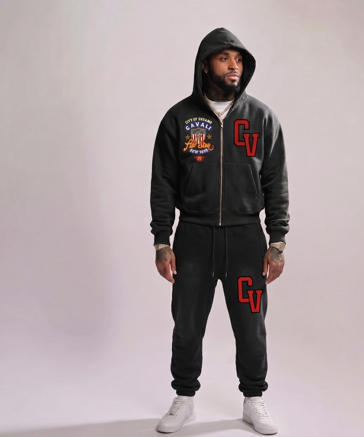 CV Varsity Boxy Cropped Fleece Hoodie