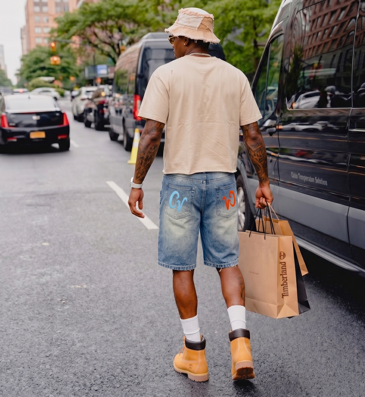 CV Pacman Distressed Denim Shorts