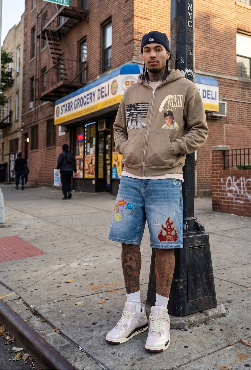CV Pacman Distressed Denim Shorts