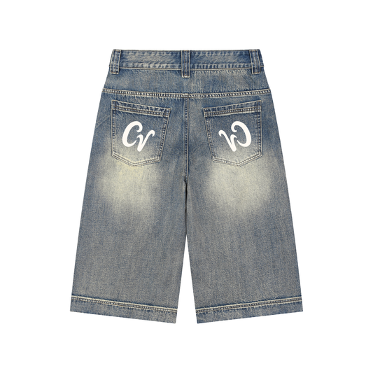 Vintage Wash CV Baggy Denim Shorts